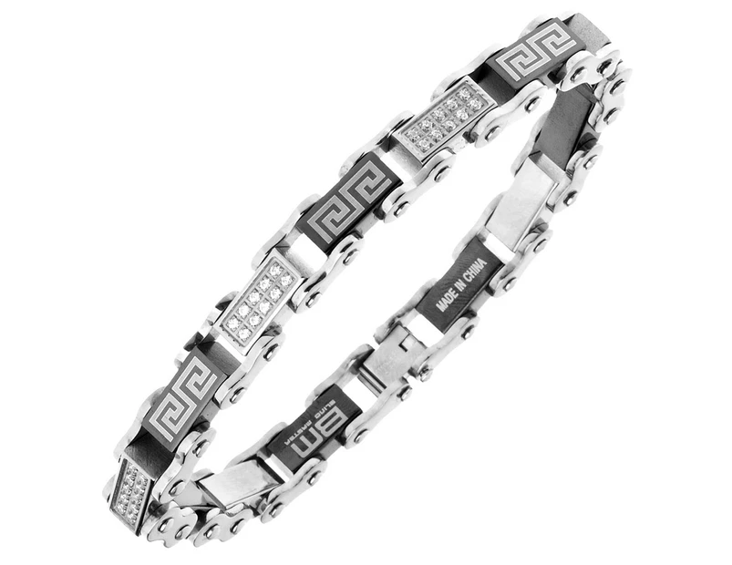 Iced Out Stainless Steel Micro Pave CZ Bracelet - 10mm silve - Silver