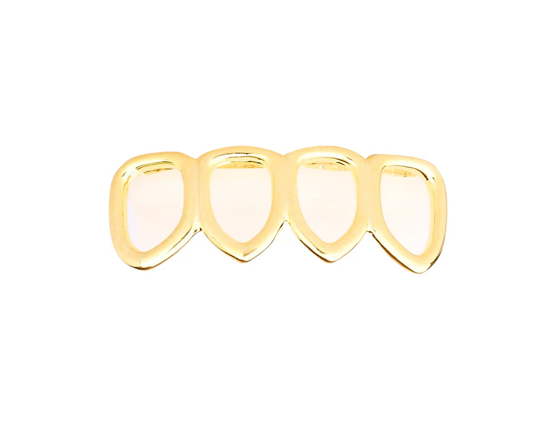 4 Teeth Gold Grill - One size fits all - HOLLOW Bottom - Gold