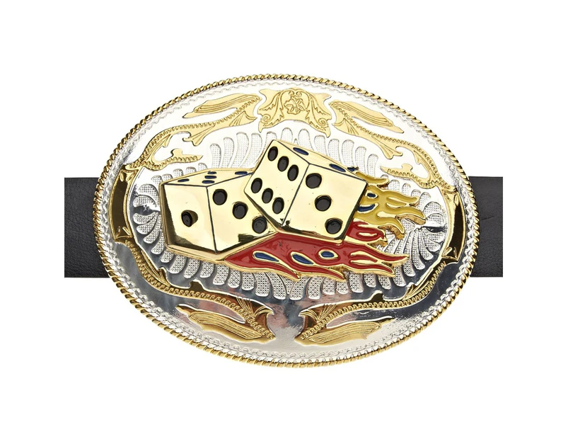 Iced Out Bling XXL Playa DICE ON FIRE Belt - Silver