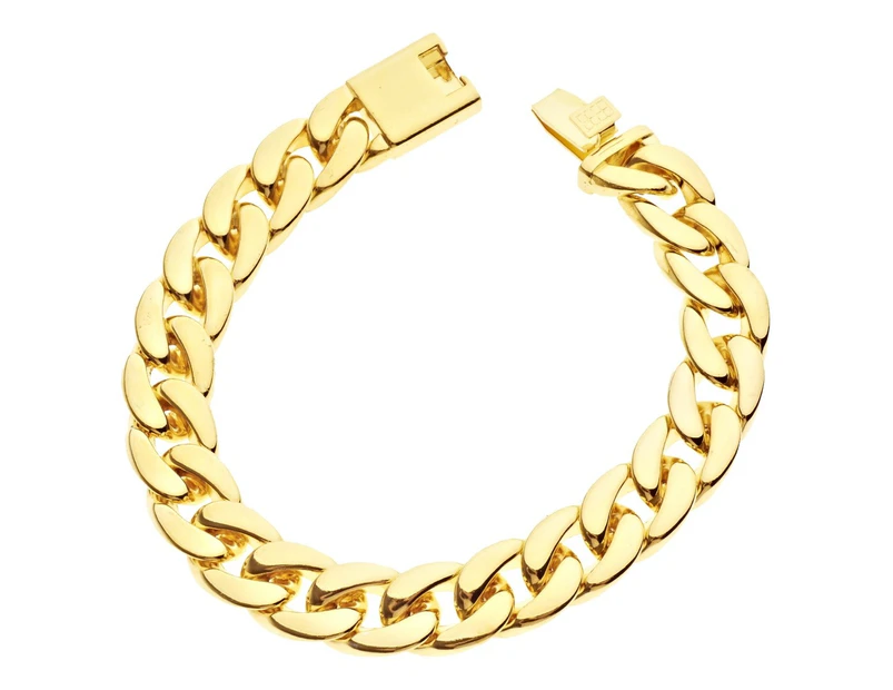 Iced Out Curb Bracelet - CUBAN LINK 15mm gold - Gold