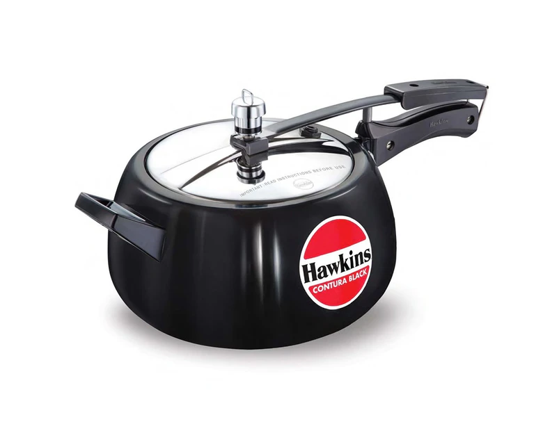 5L Hawkins CONTURA Black Pressure Cooker - Stainless Steel Lid Hard Anodised