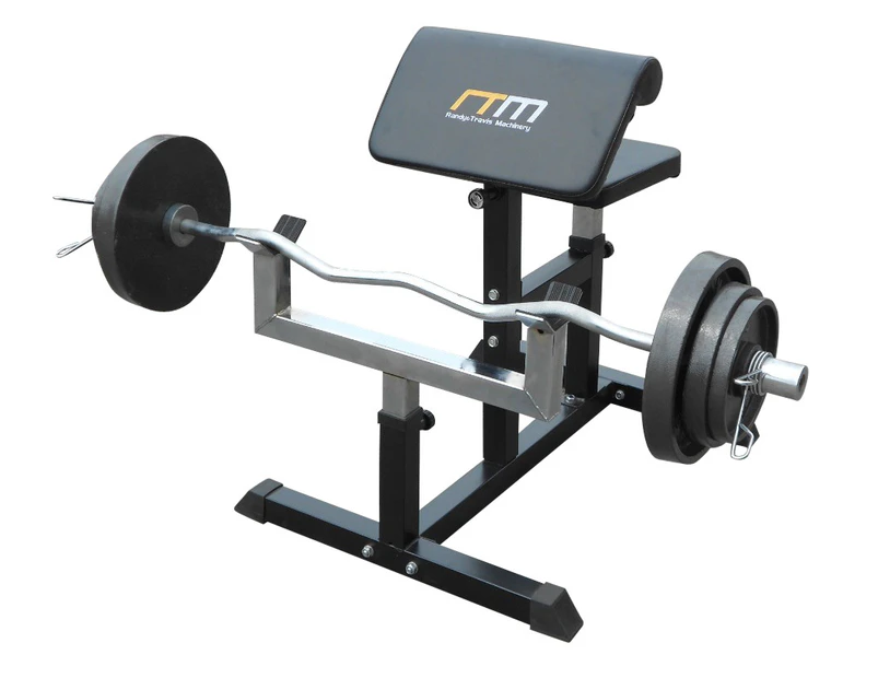 Gym Adjustable Curl Bench - suitable for Arm Muscle Building Exercises - appropriate with Standard and Olympic barbells