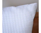 A Pair of 100% Cotton White Color Chunky Waffle European Covers 65x65cm