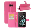 Hot Pink New Wallet Leather Case Cover For HTC U Ultra