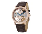 Stuhrling Original Men's 785.03 "Winchester" Rose-Tone Stainless Steel and Leather Mechanical Watch