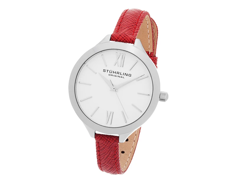 Stuhrling Original Women's 975.02 Vogue Stainless Steel Watch with Red Leather Strap