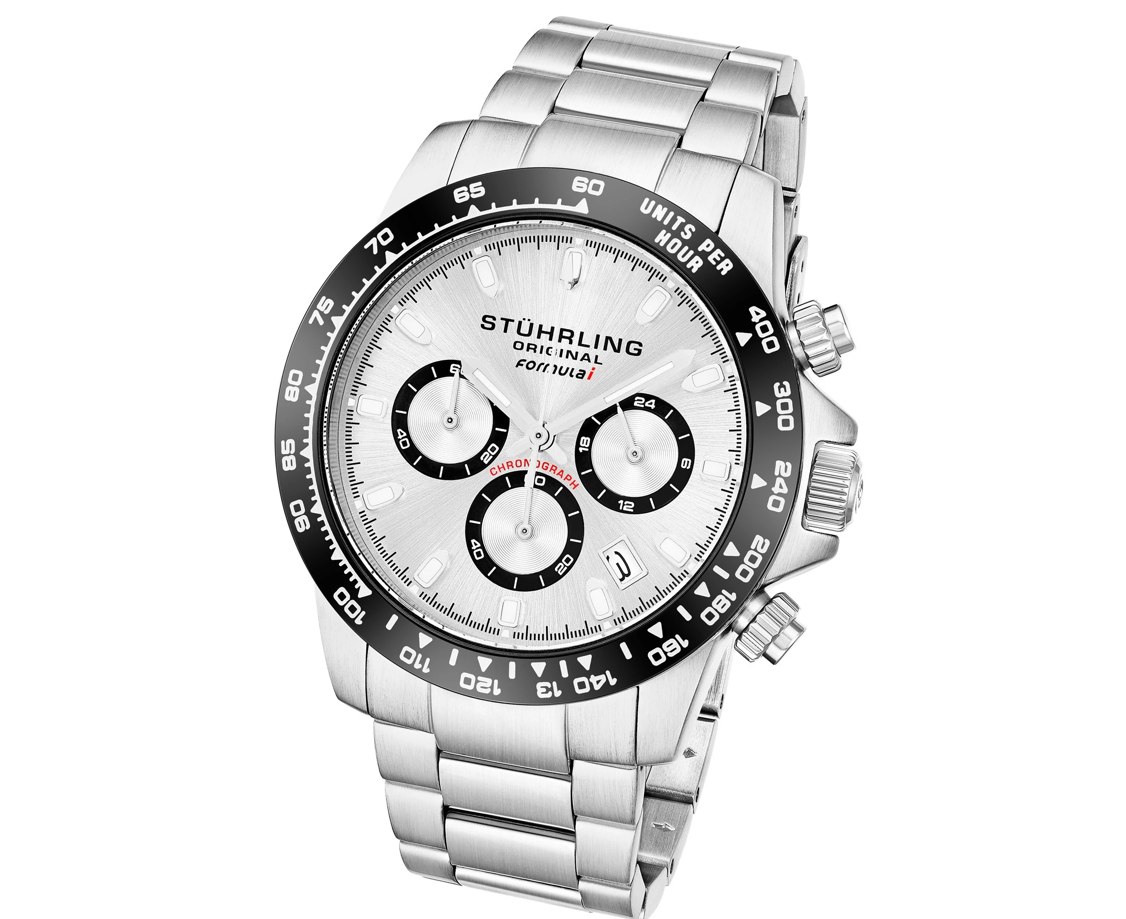 GUESS Men\'s 45mm Atlas Stainless - Chronograph Steel Watch Silver
