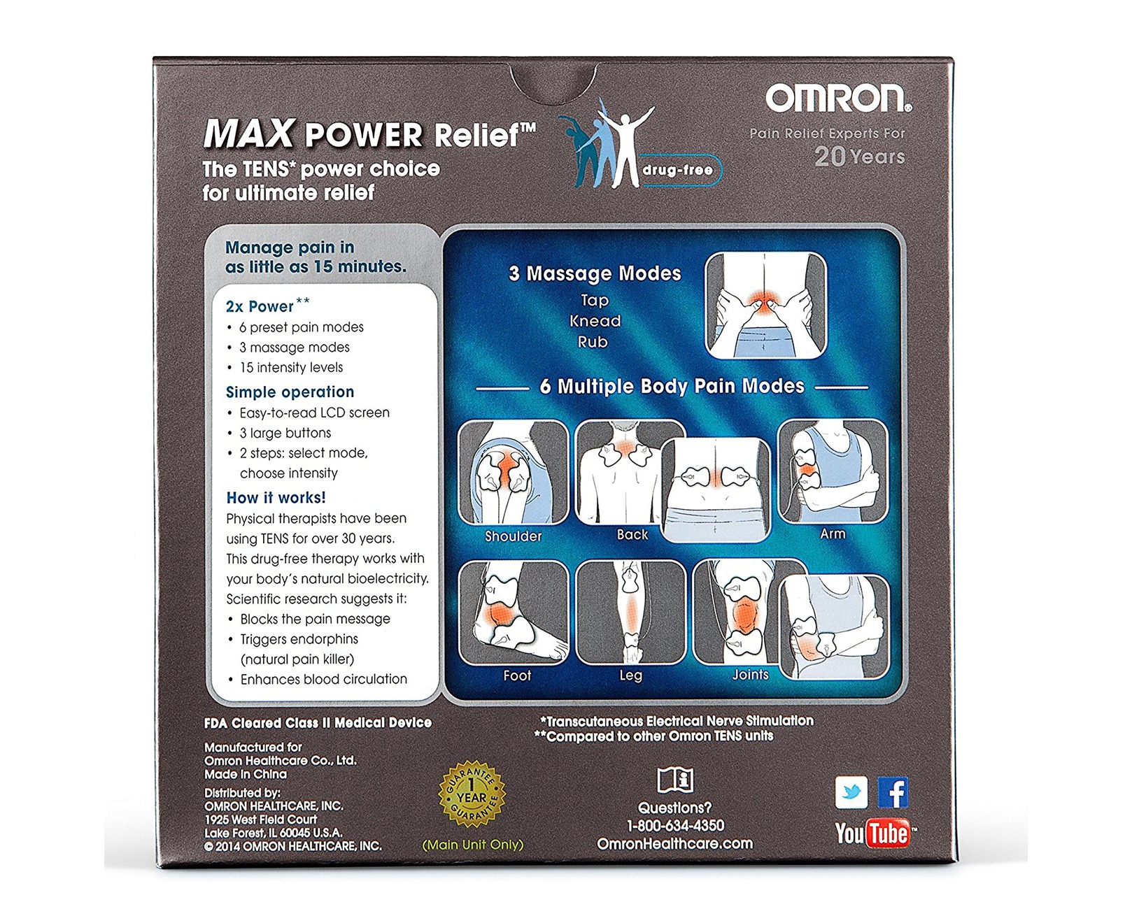 OMRON TENS Therapy Pain Relief Max Power Relief TENS Unit Model PM500