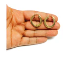 14K Yellow Gold Small Greek Key Textured Hoop Earrings, Diameter 22mm - Yellow