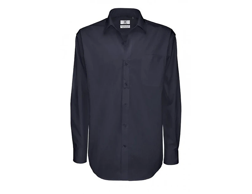 B&C Mens Sharp Twill Cotton Long Sleeve Shirt / Mens Shirts (Navy Blue) - BC113
