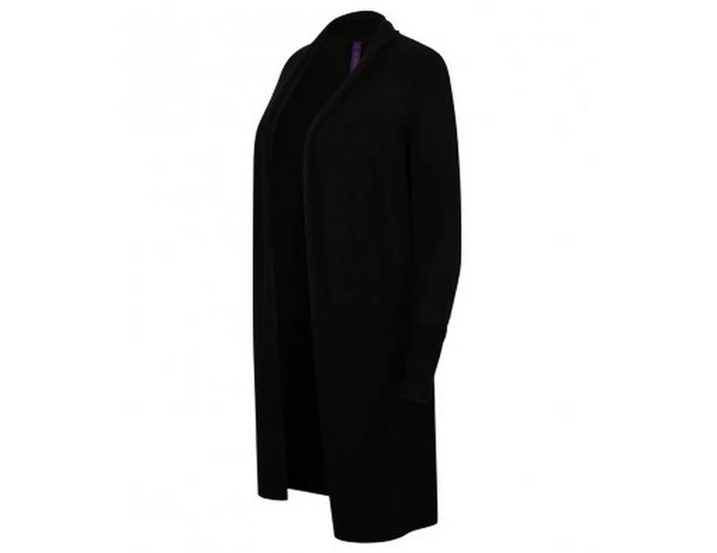 Henbury Womens Long Line Open Cardigan (Black) - PC2960