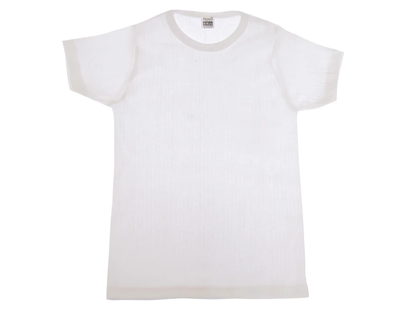 FLOSO Unisex Childrens/Kids Thermal Underwear Short Sleeve T-Shirt/Top (White) - THERM126