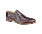 Goor Mens Wing Capped Brogue Oxford Shoes (Oxblood) - DF1529