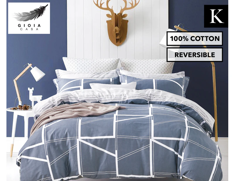 Gioia Casa Roman King Bed Quilt Cover Set - Navy/White