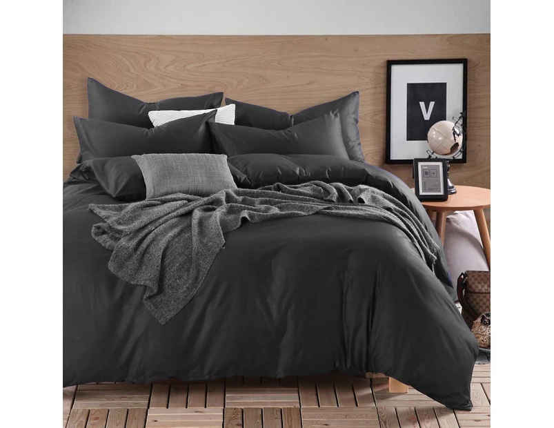 1200TC Egyptian Cotton King-Single Bed Sheet Set - Black
