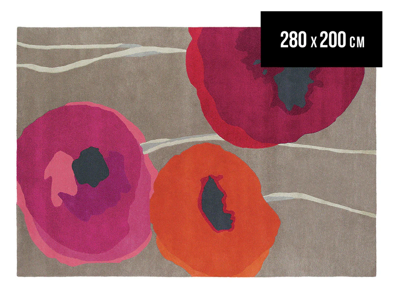 Sanderson 280x200cm Poppies Hand Tufted Wool Rug - Red/Orange