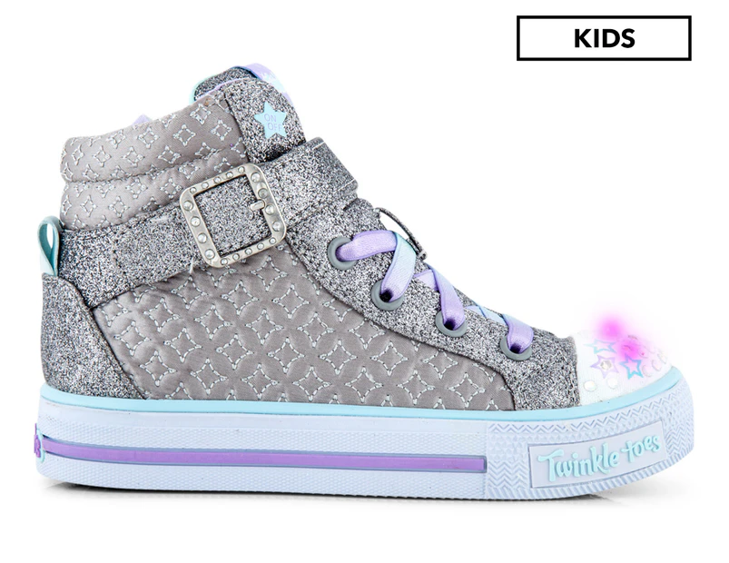 Skechers Kids' Twinkle Charm Twinkle Toes Shuffles Shoe - Gunmetal/Multi