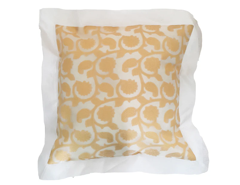 45x45cm Silk Organza Cushion Cover W/ Flange - White with Ecru Cutwork x 2pcs