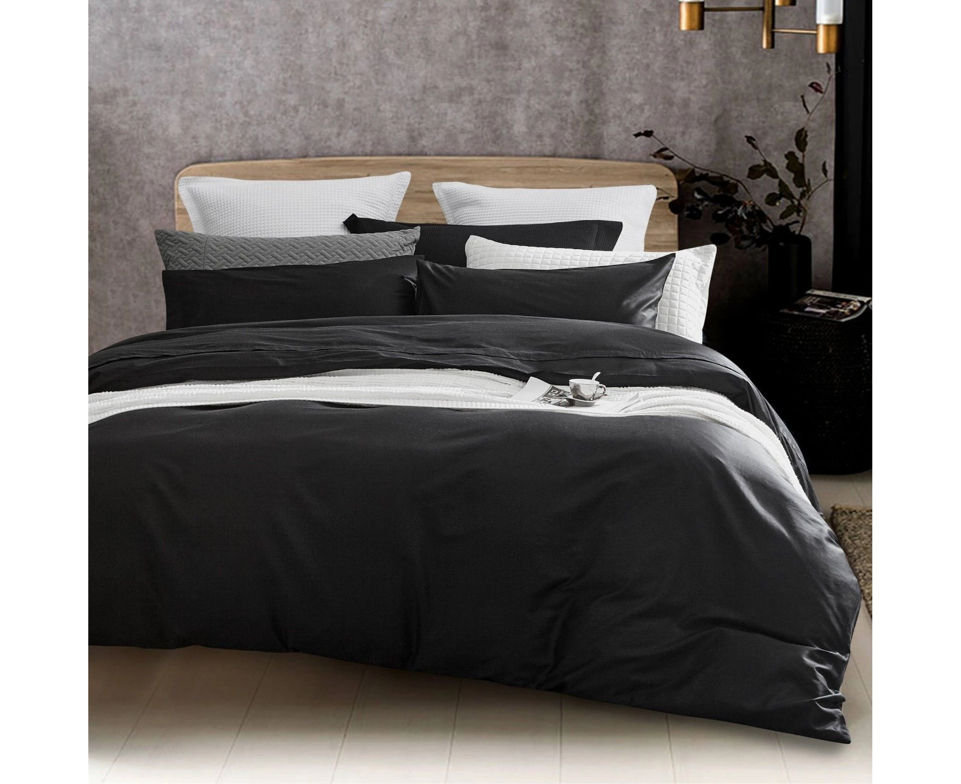 100% Cotton 650TC Sateen Black Quilt Cover Set