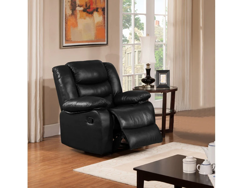 Dream Recliner Sofa Single Chair in Bonded Leather BLACK Colour