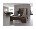 Carter Executive Office Desk + Right Return - 220cm - Coffee + Charcoal