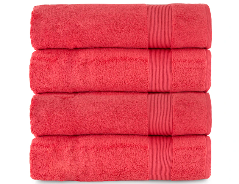 Luxury Living 620GSM Spencer Zero Twist Bath Towel 4-Pack - Ruby
