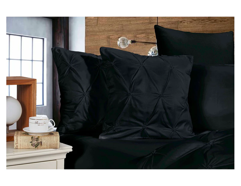 Diamond Pintuck Premium Ultra Soft Cushion Covers 2-Pack Black
