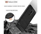 Black For NOKIA 6 / 6.1 2018 Shockproof Protective Carbon TPU Back Cover Anti Knock Case