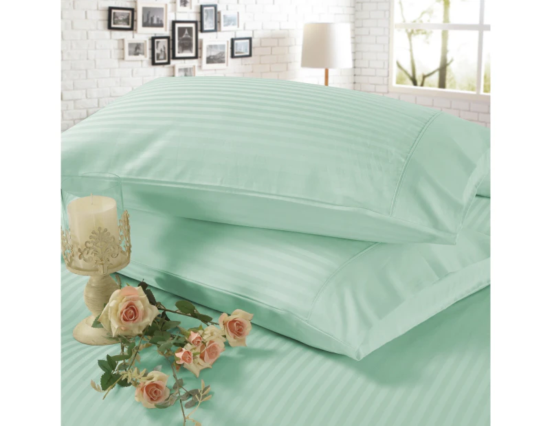 1200TC 4 Pieces Luxury 100% Cotton Stripe Sheet Set King Bed Cloud