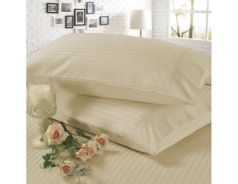 1200TC 4 Pieces Luxury 100% Cotton Stripe Sheet Set Mega King Bed Linen