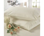 1200TC 4 Pieces Luxury 100% Cotton Stripe Sheet Set King Bed Ivory