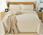 1200TC 4 Pieces Luxury 100% Cotton Stripe Sheet Set Mega King Bed Ivory
