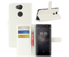 White New Premium Leather Wallet Case TPU Cover For SONY XPERIA XA2