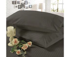 1200TC 4 Pieces Luxury 100% Cotton Stripe Sheet Set Mega Queen Bed Charcoal