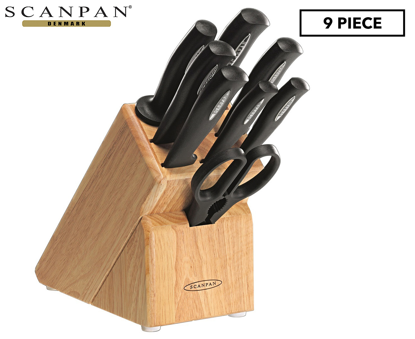 SCANPAN 9PC MICROSHARP KNIFE BLOCK SET 9 PIECE COOKS KNIVES SHEARS