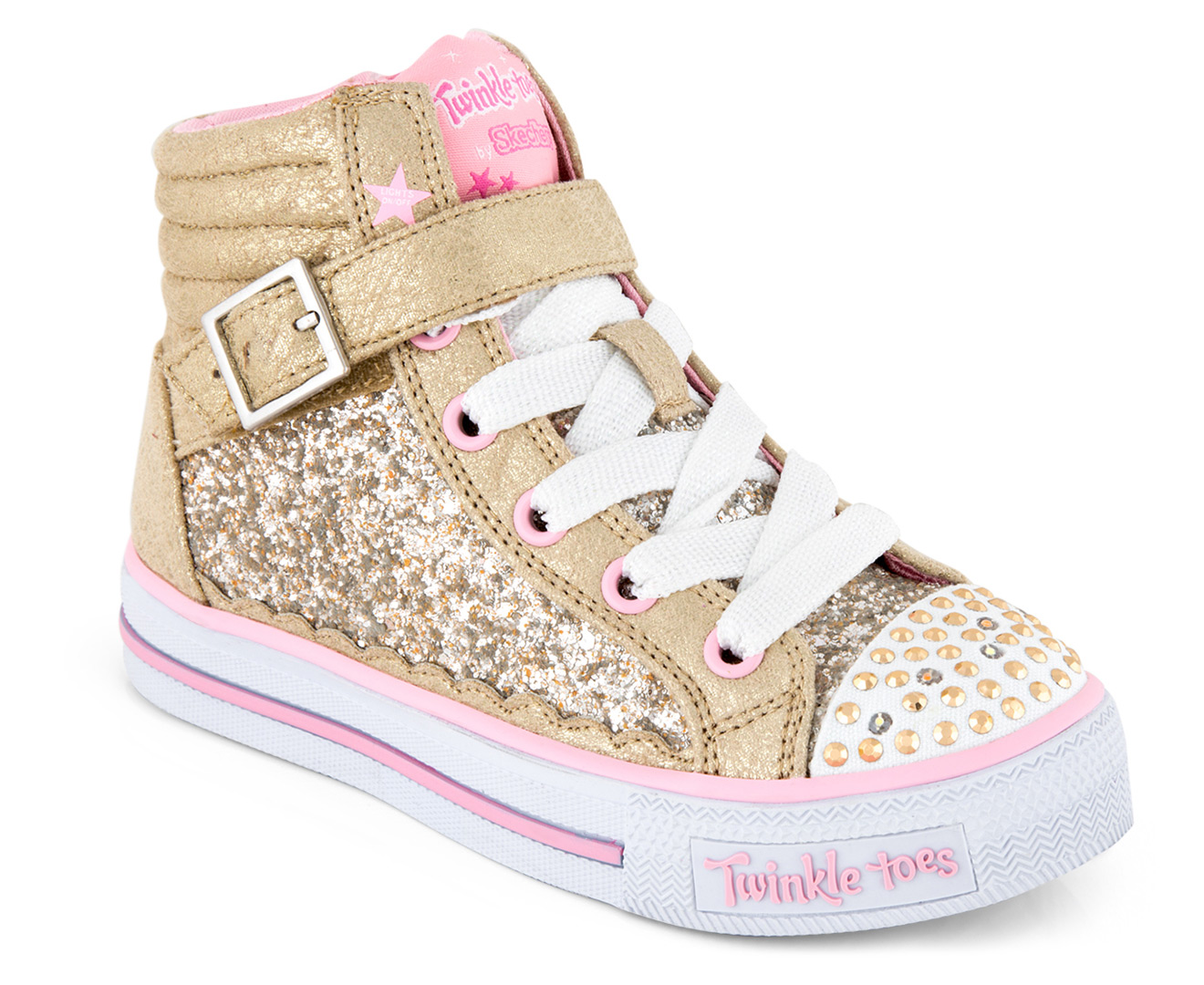 Skechers Girls' Glitter Girly Twinkle Toes Shuffles Shoes - Gold/Pink ...