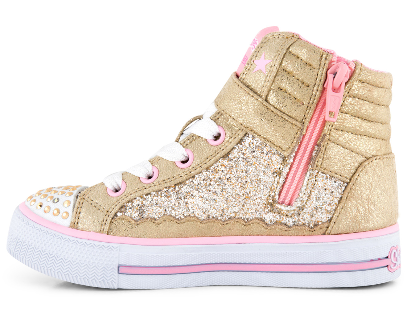 Skechers Girls' Glitter Girly Twinkle Toes Shuffles Shoes - Gold/Pink ...