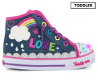 Skechers Girls' Sparkle Skies Twinkle Toes Shuffles Shoe - Denim/Multi