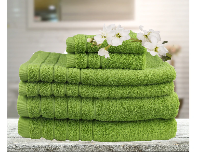 Egyptian Cotton Bath Towel 6 Pieces Combo Set Lime Green