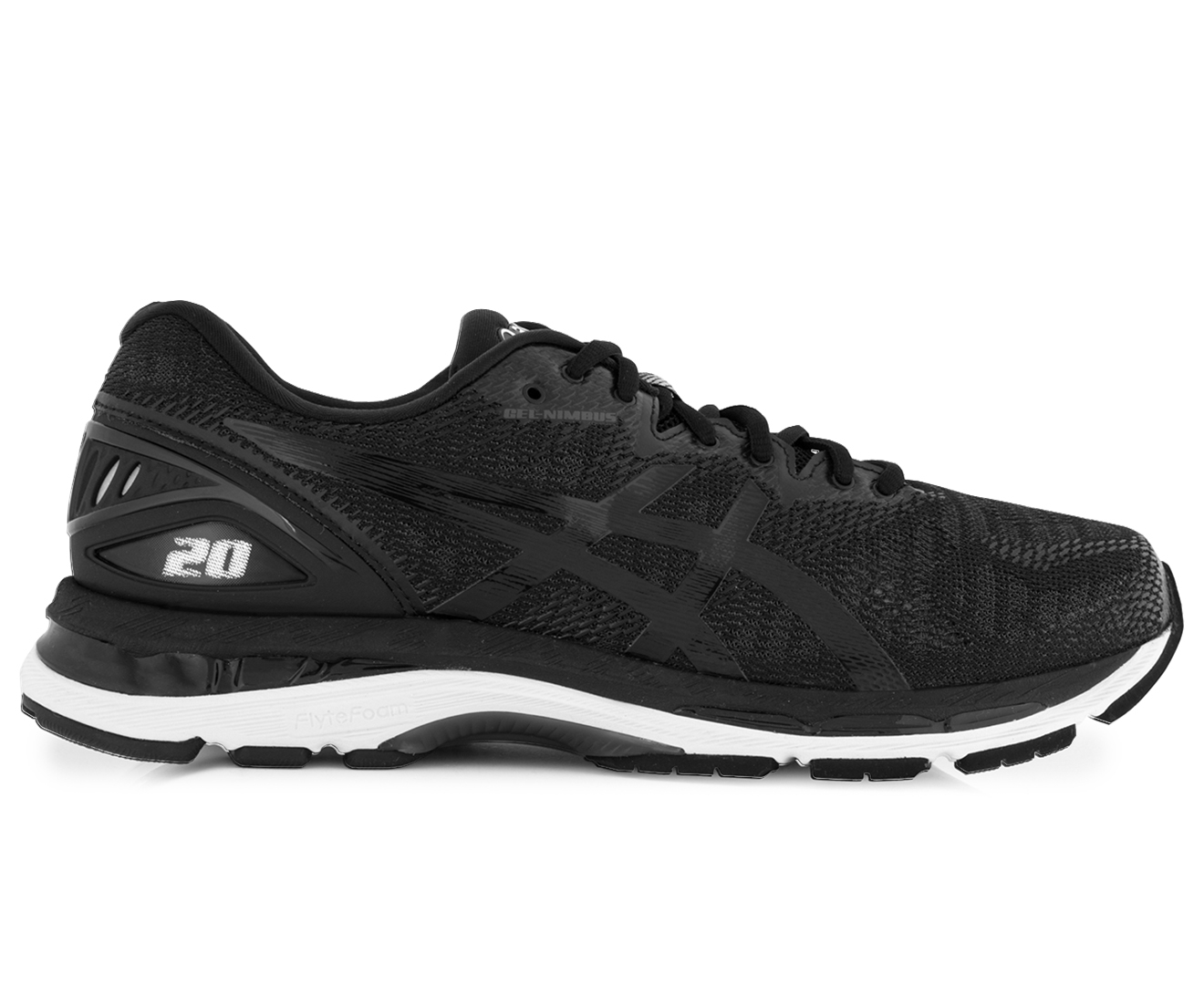 ASICS Men's GEL-Nimbus 20 Wide (2E) Shoe - Black/White/Carbon | Catch.co.nz