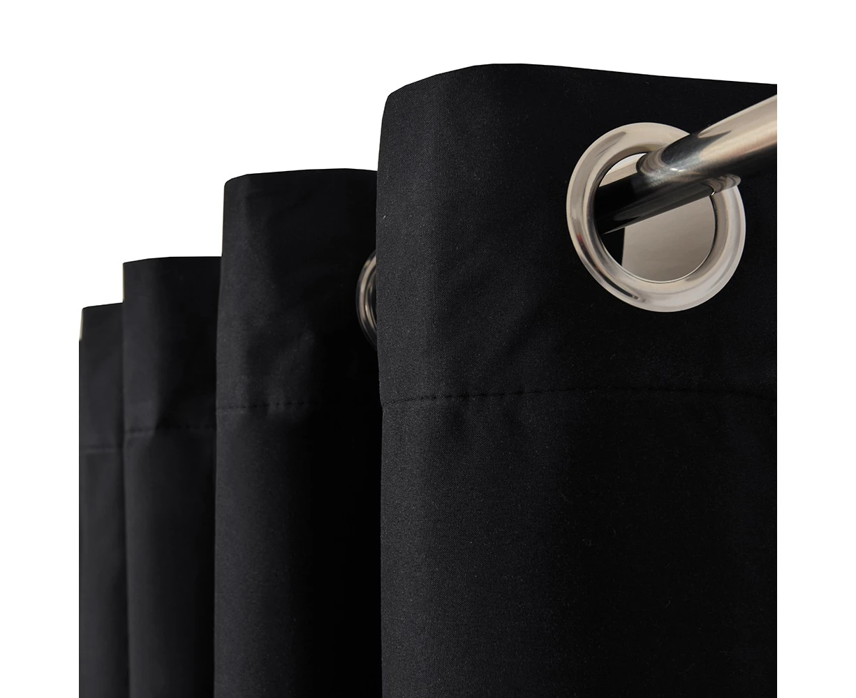 Microfiber 100% Blackout Eyelet Curtain 2Panels/Bag Black