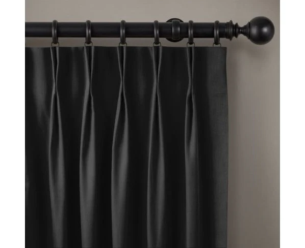 Microfiber 100% Blackout Pinch Pleat Curtain 2Panels/Bag Black