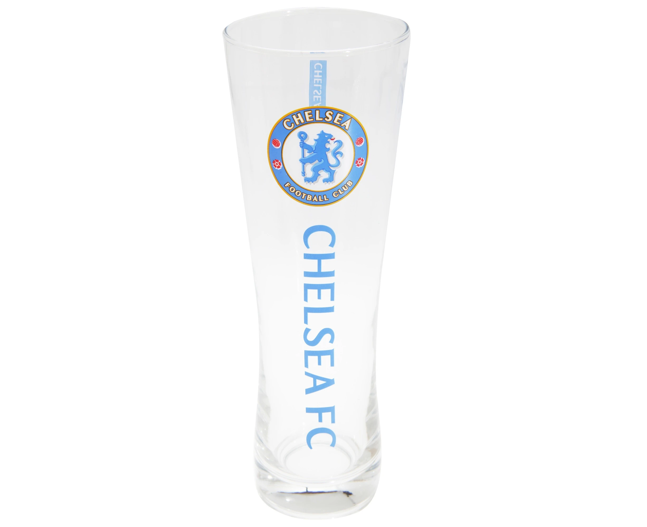 Chelsea FC Official Wordmark Football Crest Peroni Pint Glass (Clear/Blue) - SG2951