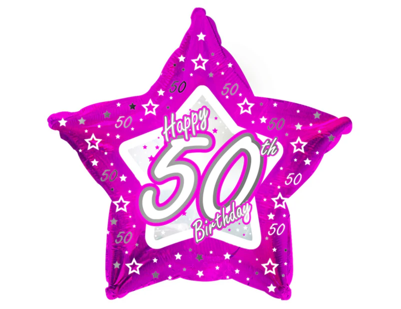 Creative Party Happy 50th Birthday Pink Star Balloon (Pink) - SG10557