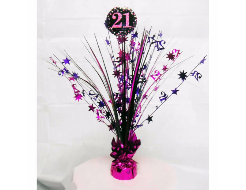 Amscan Sparkling Celebration 21st Birthday Centrepiece Spray Decoration (Black/Pink) - SG9866