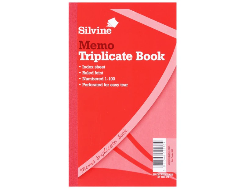 Silvine Triplicate Large Feint 200 Sheets Memo Book (Pack Of 6) (White) - SG13685