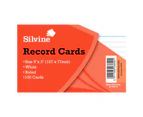 Silvine Small Record Cards Pencil Feint 100 Sheets (White) - SG12171