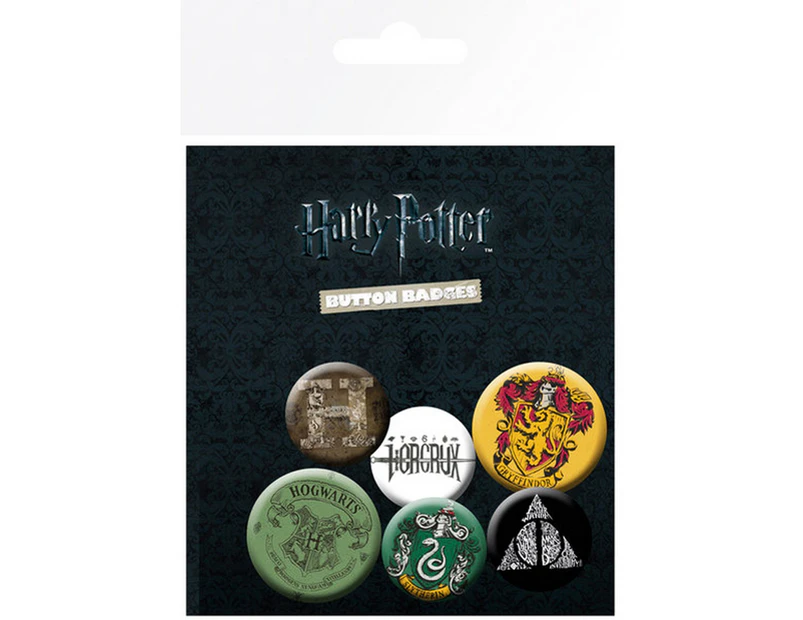 Harry Potter Official Button Badges (Pack Of 6) (Multicoloured) - SG10928
