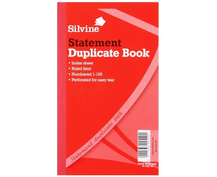 Silvine Duplicate Large Feint 200 Sheets Statement Book (Pack Of 6) (White) - SG13687