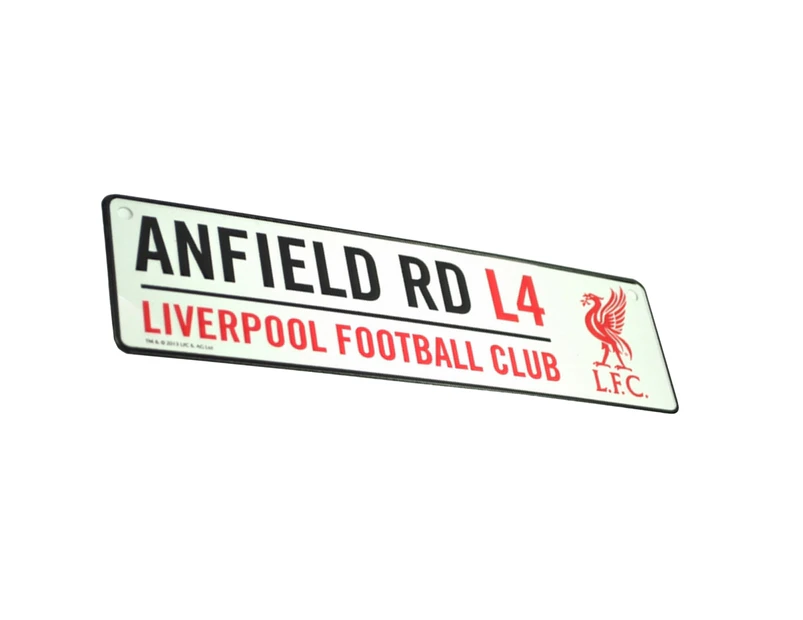 Liverpool Fc Official Football 3D Embossed Metal Hanging Street Sign (White/Red/Black) - BS645